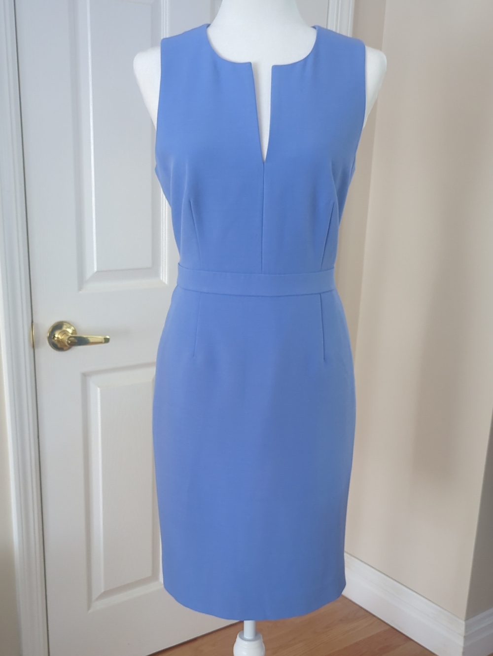 J. Crew Periwinkle Sleeveless Notch-Front Sheath Dress